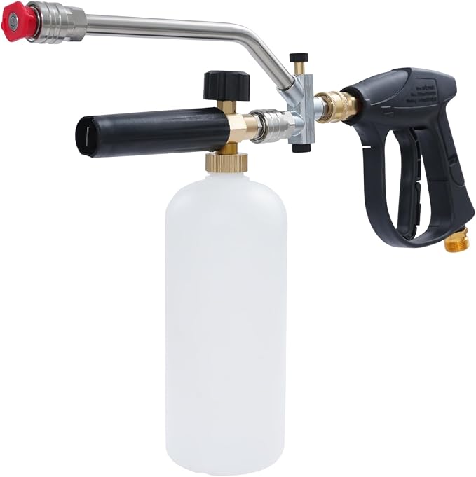 2-In-1pressure Washer Gun, Adjustable Pressure Washer Kit with 5 Replaceable Nozzles for Cars, Motorcycles Max Temperature 60°C/140°F Max Pressure 300 Bar/4350 Psi