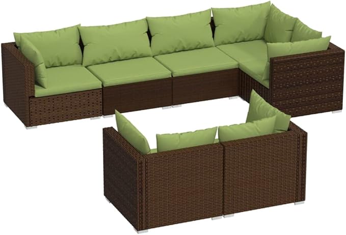 Patio Lounge Set with Cushions,Conversation Patio Furniture Porch Furniture Sets Garden Furniture Suitable for Patio, Deck, Front Porch, Poolside or Balcony Brown Poly Rattan