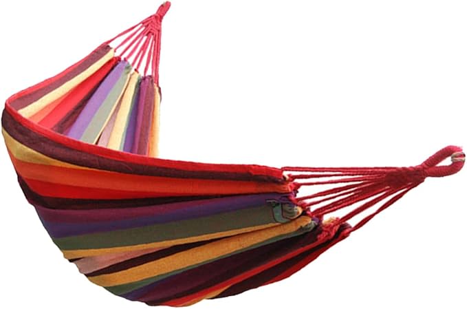 DOITOOL Portable Canvas Hammock Swing for Outdoor Camping and Garden Use, 190x85cm Striped Hanging Chair with Lightweight Design, Suitable for Patio, Backyard, and Travel