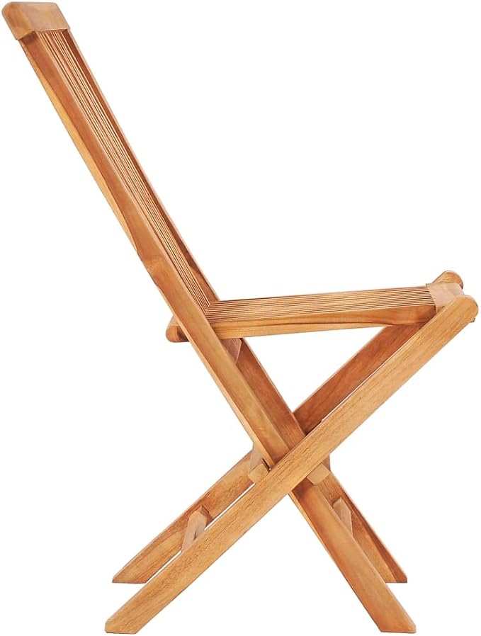3-Piece Folding Bistro Set, Solid Teak Wood Patio Dining Furniture, Space-Saving Square Table and Two Chairs for Garden, Balcony, Terrace, and Outdoor Seating