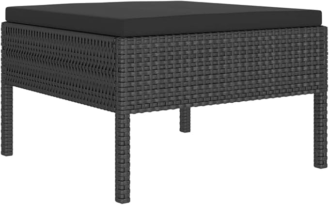 Patio Lounge Set with Cushions,Patio Furniture Sets,Patio Conversation Sets,Outdoor Furniture Sets,for Garden,Backyard,Outdoor,6 Piece Poly Rattan Black