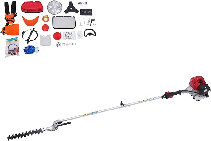 Brush Cutter, 2-Stroke 51.7CC 1.4KW Gas Lawn Edger Single Cylinder Air Cooled Weed Wacker Multifunction Weed Eater Aluminum Gas Powered Weed Trimmer Garden Trimmer w/0.3 Gal Fuel Tank Capacity