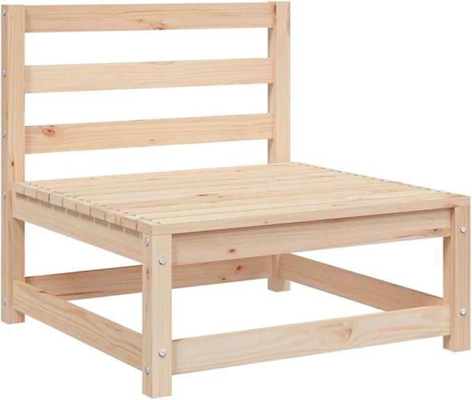 Rustic Outdoor Sofa Set for Patio, Solid Pine Modular Loveseat with Footstool, 27.6 x 82.7 x 26.4 in, Natural Beige, Ideal for Small Balcony or Garden Conversation Area