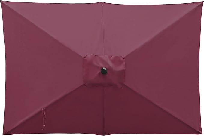 ABBLE Outdoor Patio Umbrella 10Ft x 6.5 Ft Rectangular with Crank, Weather Resistant, UV Protective Umbrella, Durable, 6 Sturdy Steel Ribs, Market Outdoor Table Umbrella, Burgundy