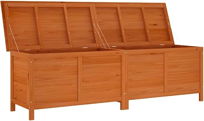 Rustic Garden Storage Box Brown Solid Fir Wood Multi-Functional Indoor Outdoor Storage Box for Cushions and Toys Ventilated Garden with Slatted Bottom Natural Wood Finish Patio
