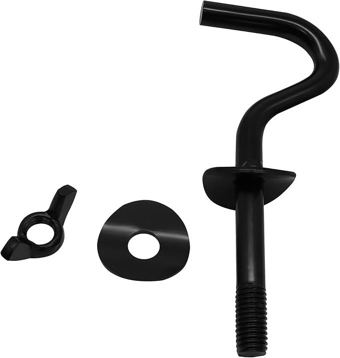 2Pcs Heavy Duty Replacement Hooks Holding Hammock, 3/8 Inch Diameter, Fits 1-1/4 to 2 Inch Long Holes on Hammock Stands, Black