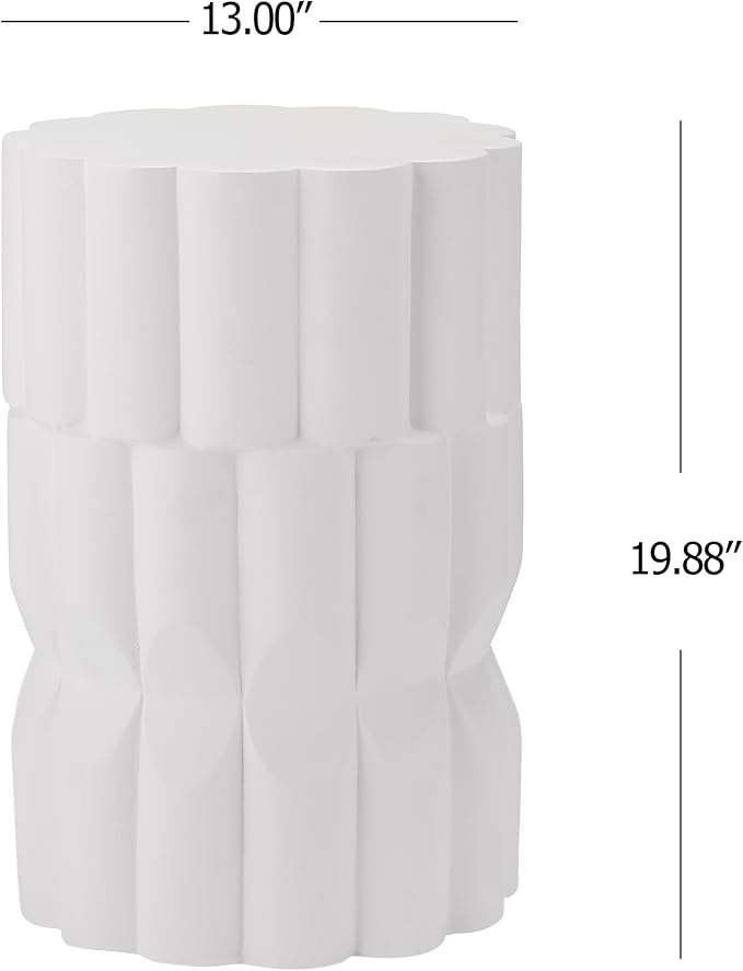 Christopher Knight Home Ella Lightweight Modern Concrete Outdoor Side Table, Patio End Table with Geometric Stacked Design, MGO Outdoor Coffee Table, No Assembly Garden Plant Stand Indoor, White