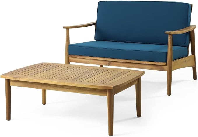 Christopher Knight Home CHRISTOPER KNIGHT HOME Willowbrook Outdoor 2pc Chat Set - Acacia Wood - Teak