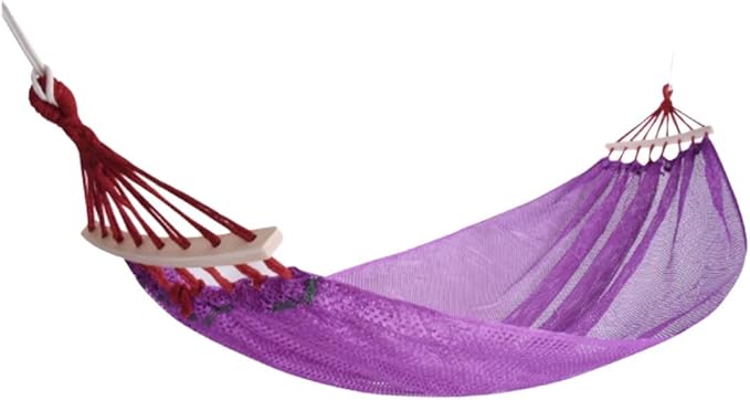 Portable Polyester Hammock Mesh Breathable Outdoor Camping Lightweight with Balance Bar Portable Tree Hanging Hammock Comfortable(Purple)