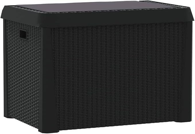 PP Garden Storage Box with Seat Cushion, 33 gal Anthracite Outdoor Patio Storage Chest for Cushions Pillows Blankets, Gas-Lift Design Lockable