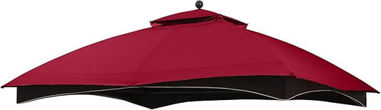 MASTERCANOPY Replacement Canopy Top for Lowe's Allen Roth 10x12 Gazebo #GF-12S004B-1 (Burgundy Plaid,Riplock Material)