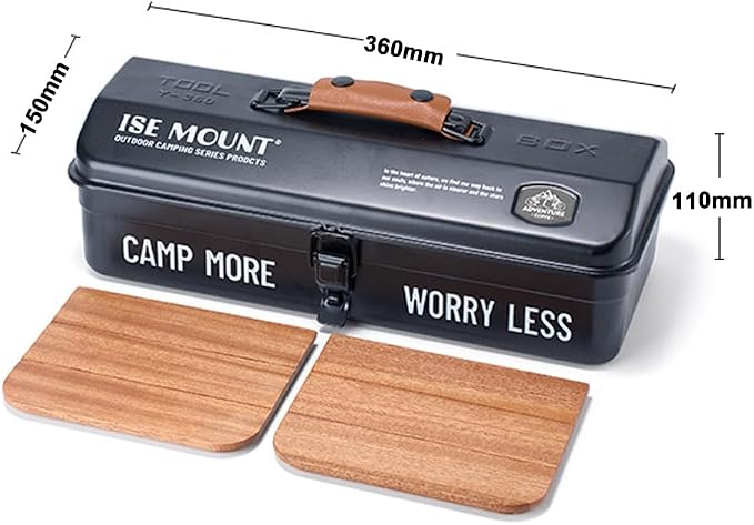 HUIOP Outdoor Tools Storage Box Portable Camping Picnic Hand Box Metal Tools Storage Box with Handle Sundries Storage Box