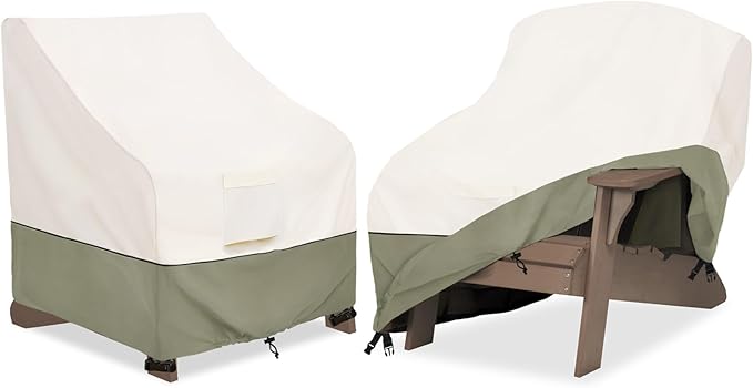 Bitubi Waterproof 2 Pack Patio Adirondack Chair Cover for Outdoor Chair Size Up to 30W x 34D x 36H inch,Outdoor Lawn Patio Furniture Covers (Beige)