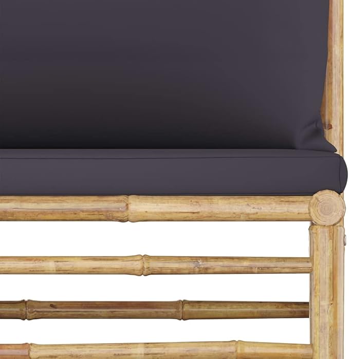 6 Piece Patio Lounge Set with Dark Gray Cushions,Patio Sofa,Patio Seating,Outdoor Couch,Patio Conversation Sets,Front Porch Furniture,Modern Set,Outdoor Furniture, Bamboo
