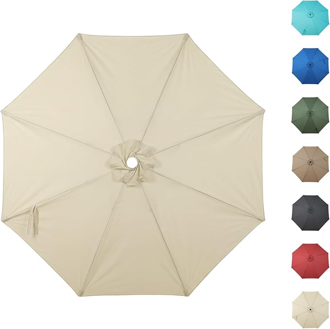 COWVIE Umbrella Canopy Replacement for 8 Ribs Patio Umbrella, Outdoor Table Parasol Replacement for Yard, Canopy Only