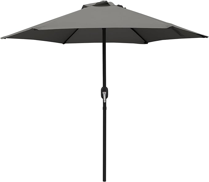 7.5 Ft Patio Umbrella with Crank Weather Resistant Outdoor Umbrella Durable 6 Sturdy Steel Ribs Outdoor Market Umbrella for Deck Garden Pool Yard Cafe, Dark Grey