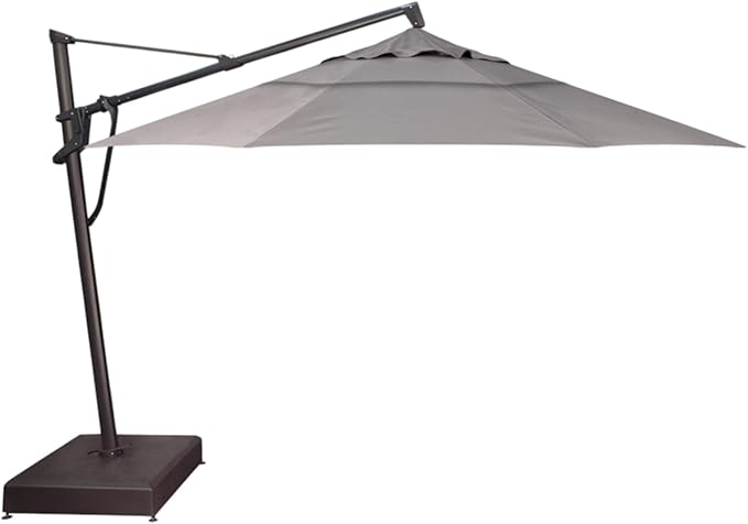 Treasure Garden AKZ PLUS Cantilever Umbrella 13' Obravia Boulder Canopy and Black Frame with Stationary Base