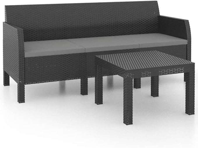 Patio Lounge Set with Cushions,Outdoor Conversation Furniture Sets,Outdoor Furniture Sets,for Lawn,Garden,Backyard,2 Piece PP Rattan Anthracite