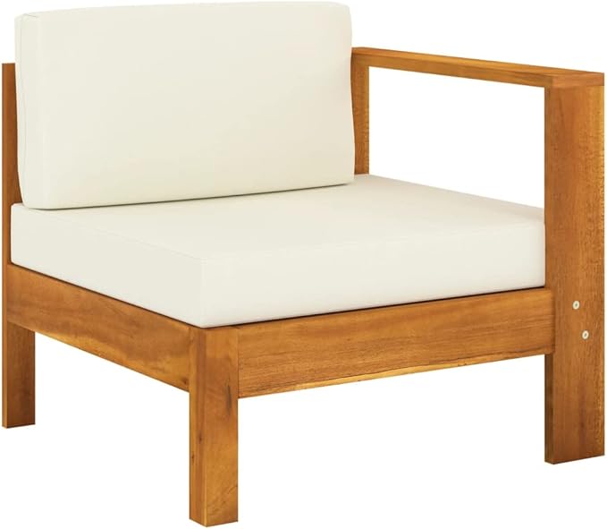 Patio Lounge Set with Cream White Cushions,Outdoor Patio Furniture,Outdoor Chat Conversation Set,for Patio,Backyard,Garden,Outdoor,6 Piece Acacia Wood