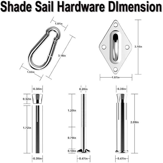Eurmax USA 800 lb Capacity Hammock Hanging kit Shade Sail Hardware Hammock Hooks & Carabiners Suspension Ceiling Hooks for Hammock Stand,Porch,Yoga & Brazilian Hammocks,Swing Chair
