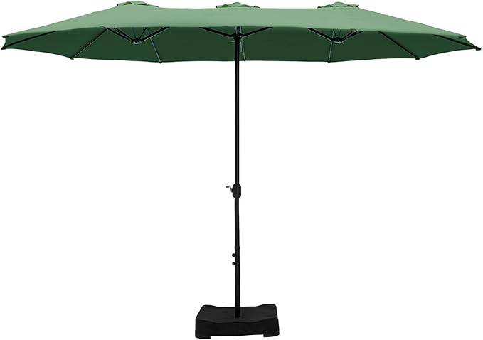 GREEN PARTY 15 ft Rectangular Patio Umbrella with Base Included, Large Double-Sided Outdoor Table Umbrella with Crank, 1.9" Pole UPF 50+ UV Resistant for Pool Deck Backyard Garden, Mint Green