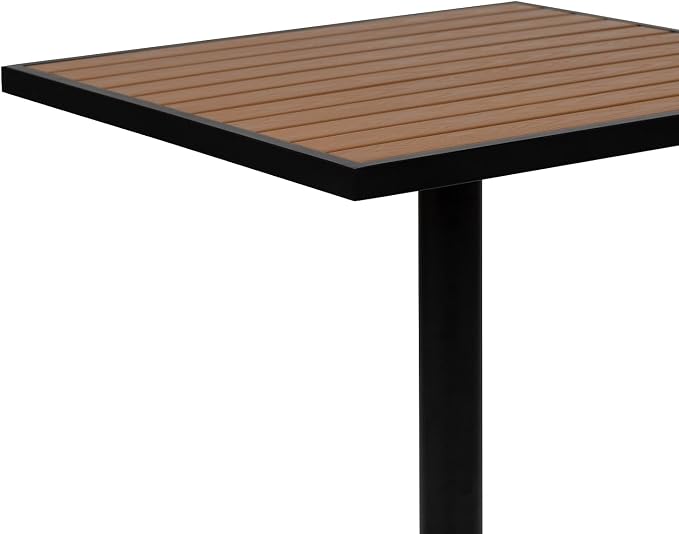 Flash Furniture Lark Outdoor Patio Bistro Dining Table with Faux Teak Poly Slats, 30" Square