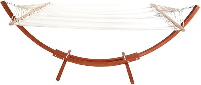 Bonnlo 10.5 ft Patio Wood Hammock Stand, Wooden Arc Frame, with Chains and Hooks, for Outdoor and Indoor, Teak