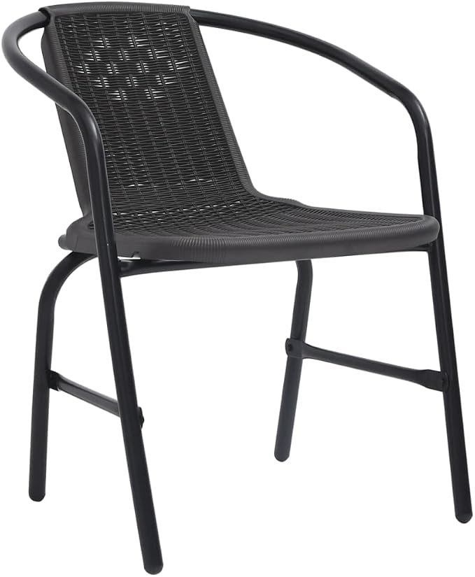 3-Piece Patio Dining Set with Glass Table and 2 Rattan Chairs | Features a square tempered glass table and stackable chairs, ideal for balconies and small outdoor spaces.
