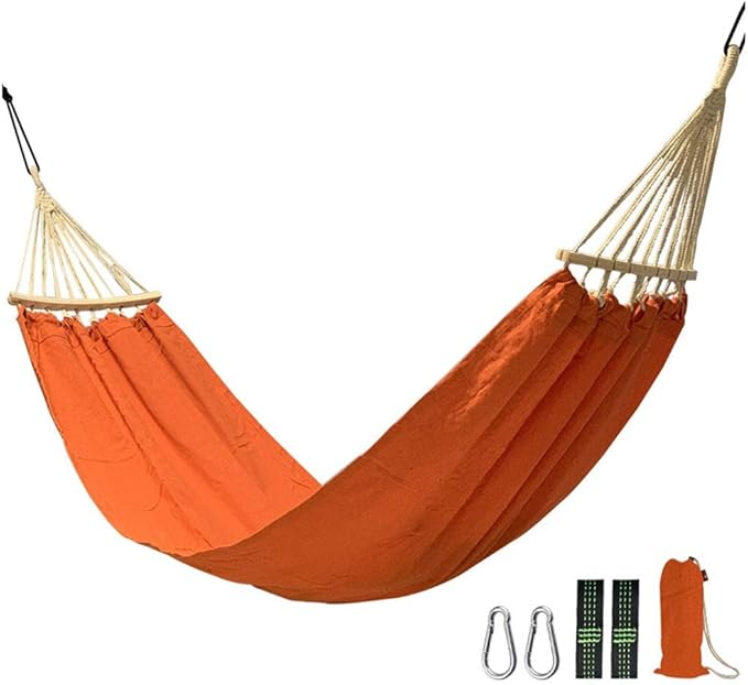 Camping Hammock, Hammock Flip-Proof Household Hanging Chair Heavy-Duty Bearing Outdoor Leisure Camping Trip Riding Equipment Portable Aerial Tent(Orange)