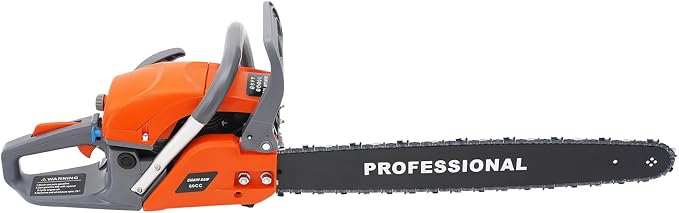 Gas Chainsaw, 22 Inch 60CC Gasoline Power Chain Saws, 2.8KW 2-Stroke Self-Reset Pull Start Top Handle Chainsaw, Portable Sawmill for Forest Harvesting, Cutting Wood, Orange