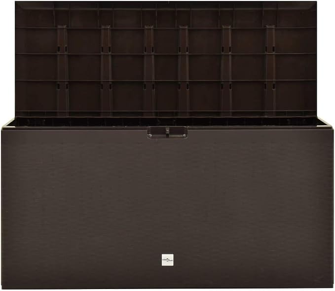 Deck Box Large Outdoor Storage for Patio Furniture, PP Garden Tools, Pool Supplies,Outdoor Backyard Patio Storage Deck Box Container, Brown 44.9"x18.5"x23.6"