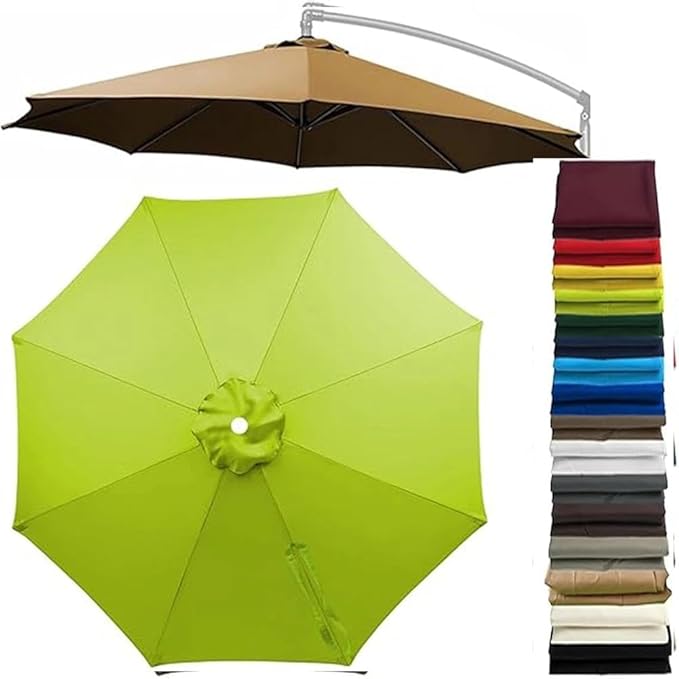 Patio Cantilever Umbrella Replacement Canopy Round 8ft/10ft 8Ribs,Replacement Parasol Canopy Cover with Fade Resistant for Market Table Backyard Garden
