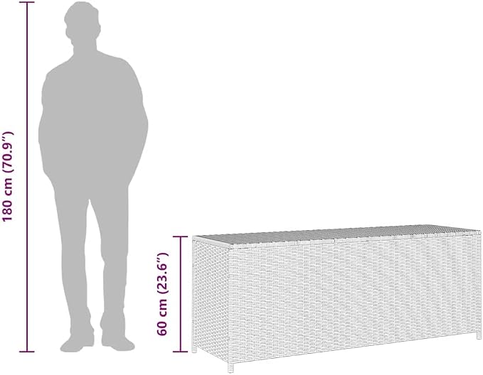 Outdoor Storage Box and Bench 4-Piece Set Black PE Rattan Powder-Coated Steel Furniture for Patio Garden