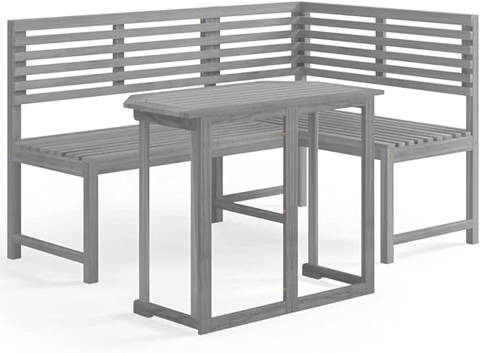 Bistro Set,Outdoor Patio Furniture,Outdoor Chat Conversation Set,Garden Furniture Sets,for Patio,Backyard,Garden,Outdoor,2 Piece Solid Acacia Wood Gray