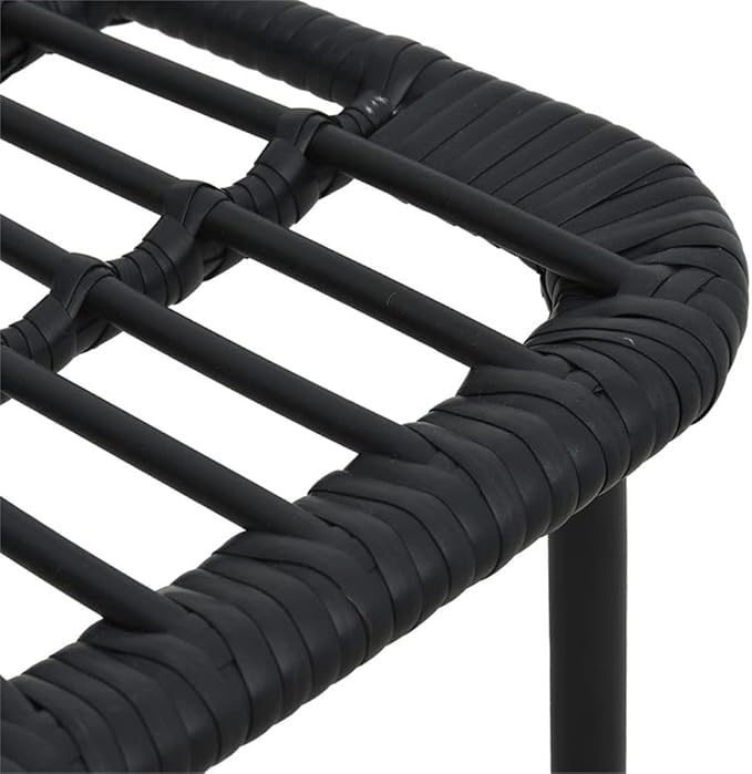 Afuera Living 5-Piece Outdoor Patio Dining Set, Black Poly Rattan, Large Stackable Design, Glass Tabletop, Powder-Coated Steel Frame, Comfortable High-Back Chairs, Weather-Resistant Garden or Deck