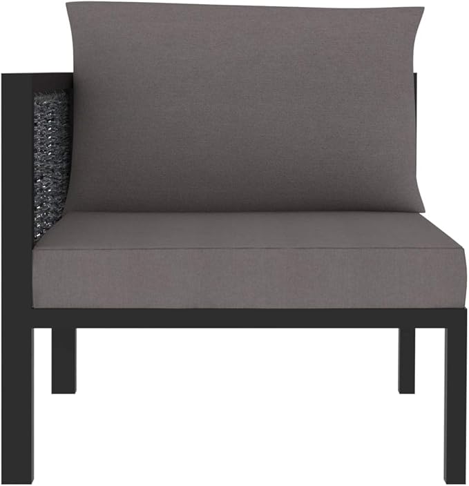 Sectional Corner Sofa with Right Armrest Poly Rattan Anthracite, Outdoor Patio Sectional, Outdoor Sofa Set, Furniture Conversation Sets, Outdoor Porch Furniture for Balcony, Yard