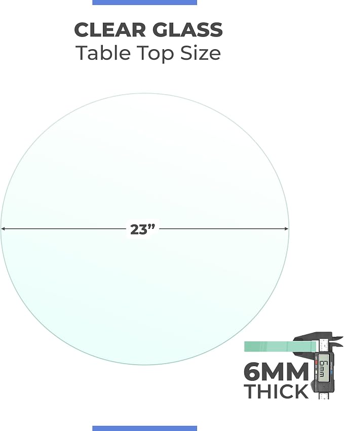 23 Inch Round Clear Tempered Glass Table Top with 1/4" Thick Flat Polished Edges for Dining, Coffee Table, or Office Use by Fab Glass and Mirror