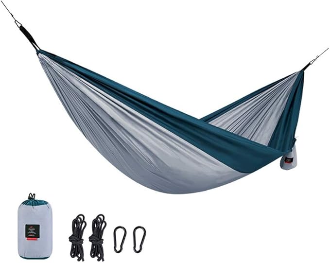 Camping Hammock, Hammock Outdoor Single and Double Camping Portable Swings Hanging Chair Lazy Hammocks Easy to Assemble Suitable for Travel Camping(Gray)