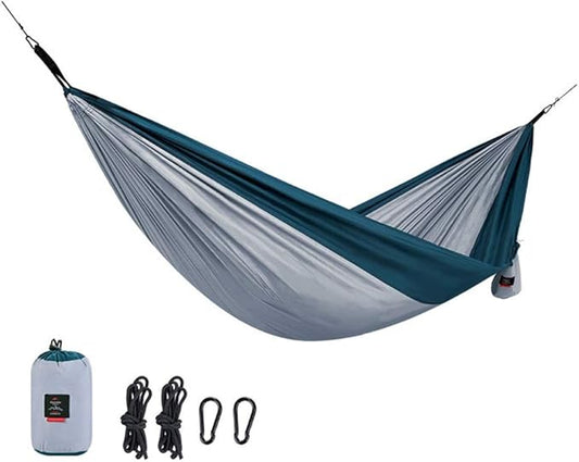 Camping Hammock, Hammock Outdoor Single and Double Camping Portable Swings Hanging Chair Lazy Hammocks Easy to Assemble Suitable for Travel Camping(Gray)