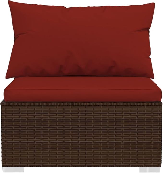 5 Piece Patio Lounge Set with Cushion, Furniture Conversation Sets Patio Lounge Set Outdoor Patio Sectional Piece Patio Set s Poly Rattan Brown