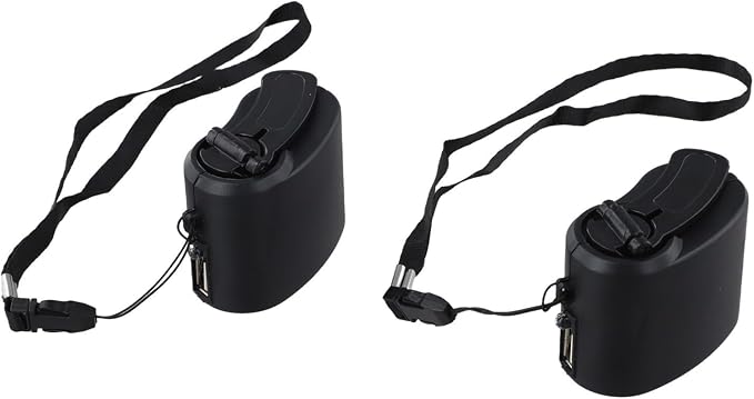 2-Pack Portable USB Hand Crank Charger Generator with Manual Dynamo Power Supply, Compact Lightweight ABS Design, 5.5V Output for Smartphones, Tablets, Outdoor Sudden Use, Built-in Flashlight