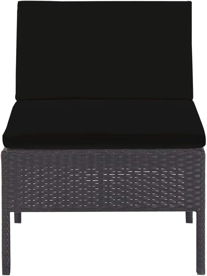 Patio Sofa Set with Cushions,Patio Lounge Set,Outdoor Furniture,Outdoor Furniture Sets,Patio Conversation Sets,for Garden,Deck,Backyard,5 Piece Poly Rattan Black