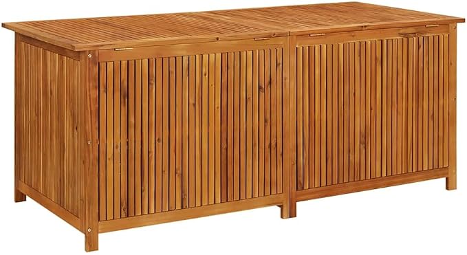 Outdoor Storage Box, Large Patio Deck Box with Zippered Liner, Solid Acacia Wood Storage Chest for Garden, Balcony, Living Room, 68.9 x 31.5 x 29.5 in, Brown