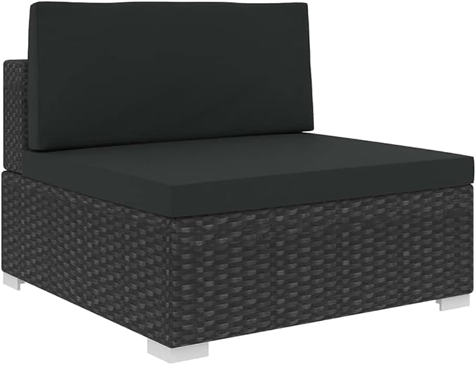 6 Piece Patio Lounge Set with Cushions, Patio Conversation Set Porch Furniture Set Outdoor Sofa Sets Sectional Sofa for Piazza Garden Negotiation Area Poolside Poly Rattan Black
