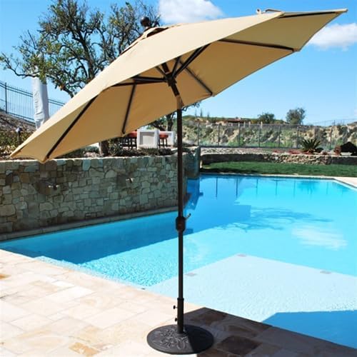 Galtech 9-Foot (Model 737) Deluxe Auto-Tilt Umbrella with Antique Bronze Frame and Sunbrella Fabric Burgundy (Includes Extended Frame Warrantee)