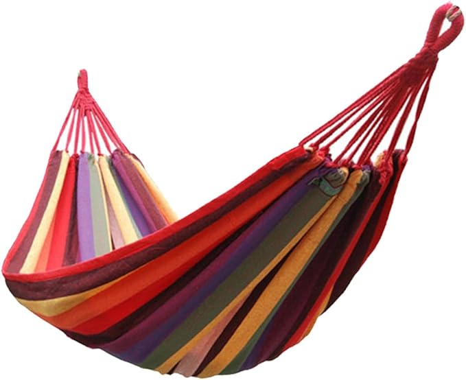 BESPORTBLE Portable Outdoor Camping Hammock Swing Chair, Canvas Hanging Chair 190x85cm, Striped Garden Patio Hammock for Travel Backyard Poolside