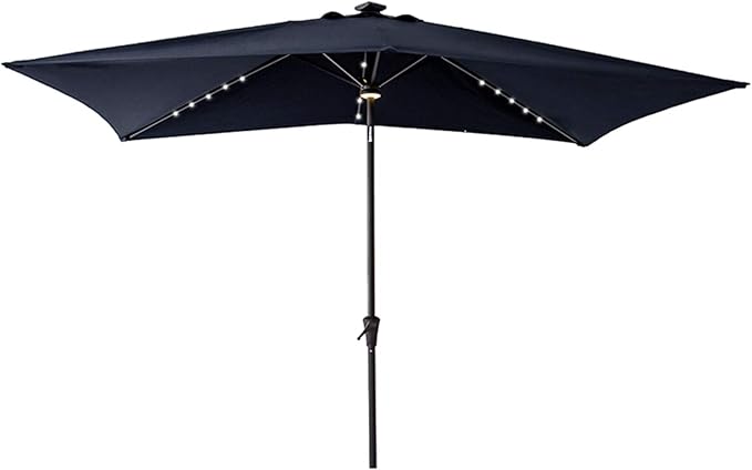 C-Hopetree Rectangular Outdoor Patio Market Umbrella with Solar LED Lights 6.5 x 10 ft