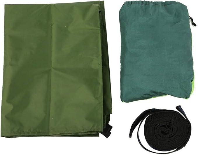 Portable Hanging Camping Hammock with Net Canopy Rain Cover, Outdoor Hammock for Courtyard Garden, 210T Nylon Fabric with Steel Buckle and Tree Rope, Lightweight
