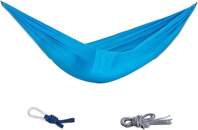 Camping Hammock, Hammock Outdoor Parachute Cloth Single Double Student Indoor Dormitory Bedroom Swing Tourism Hiking Leisure Equipment Aerial Tent(Sky Blue)