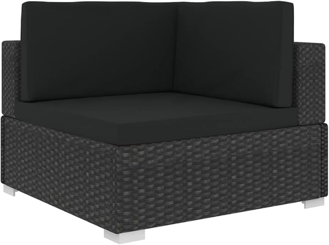 6 Piece Patio Lounge Set with Cushions, Patio Conversation Set Porch Furniture Set Outdoor Sofa Sets Sectional Sofa for Piazza Garden Negotiation Area Poolside Poly Rattan Black